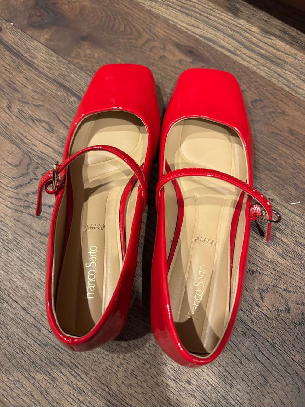 Franco Sarto Bright Red Patent Mary Jane Flats